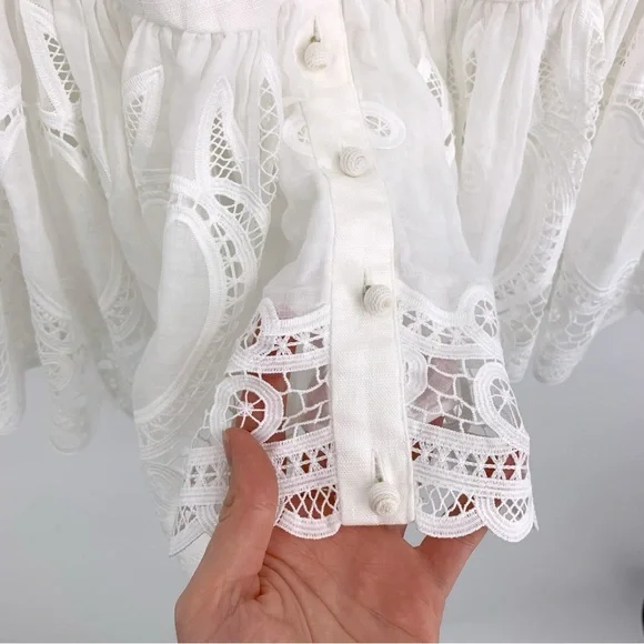 ZIMMERMAN Mae Lace Mini Dress Ivory White US 6 / AU 1 - Picture 6 of 12